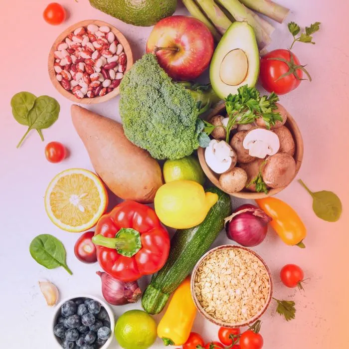 healthy, natural and vibrant food and vegetables presented neatly