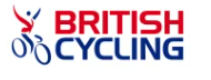 logo comprising of bicycle and writing in red and blue