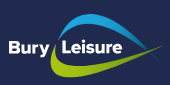 text logo of Bury Leisure in white on navy blue background 