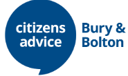 text logo of citizens advice in white in blue speech bubble