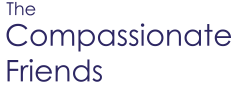 text logo comprising of 'The Compassionate Friends' in purple writing on white background
