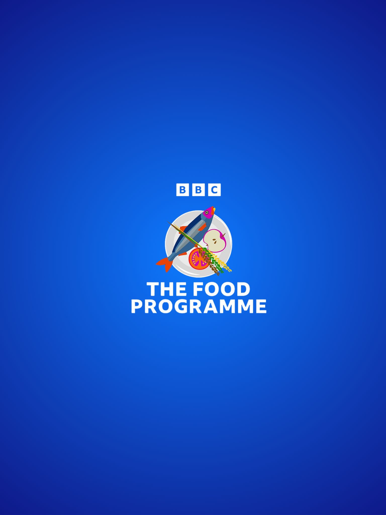 blue background behind the BBC 'the food programme' logo