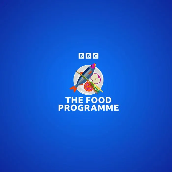 blue background behind the BBC 'the food programme' logo