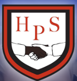 Haslingden primary school logo consisting of HPS in red with two hands shaking