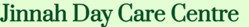 text logo with jinnah day care centre in dark green on lighter green background