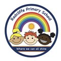 radcliffe primary logo of children within a circle with rainbow and sun
