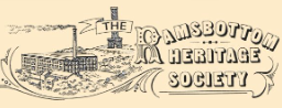 logo of a mill with Ramsbottom heritage society in black on cream background