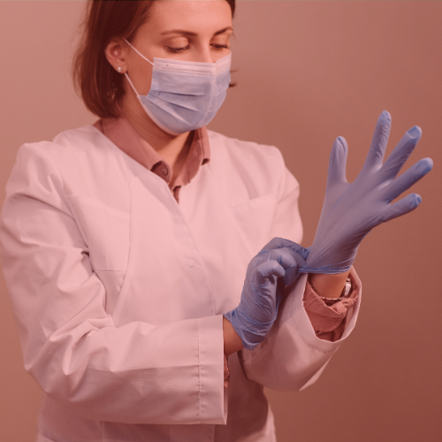 Woman wearing personal protective equipment
