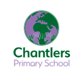 logo of globe in green and purple with Chantlers in green and Primary school in purple on white background