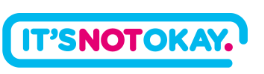 text logo compristing of Its not okay in blue and pink on white background