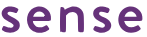 text logo of sense in purple on white background